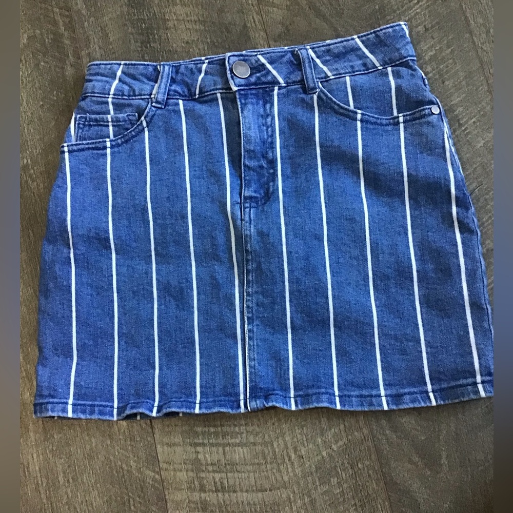 Altar’d state Striped Blue Denim Mini Skirt.EUC